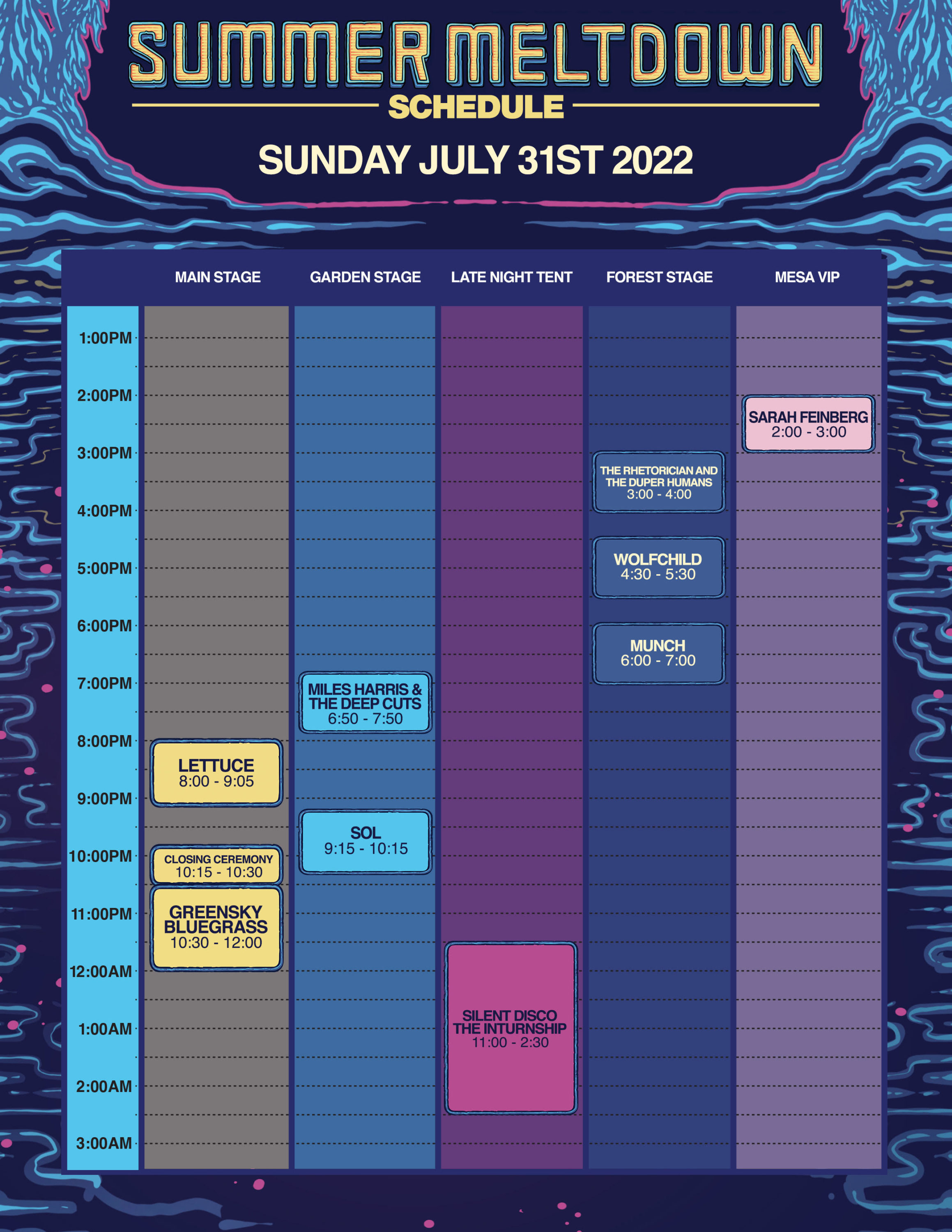 SM22ScheduleSundayColor Summer Meltdown Festival 2022